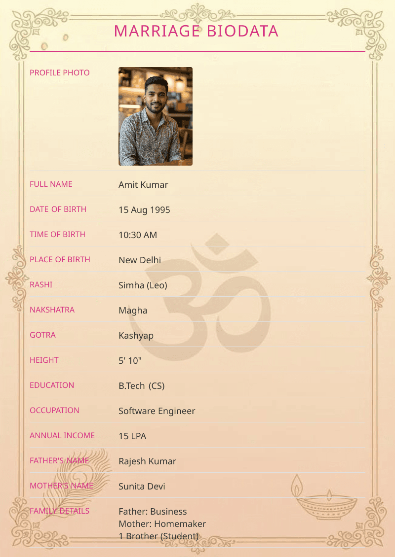 Simple Marriage Biodata